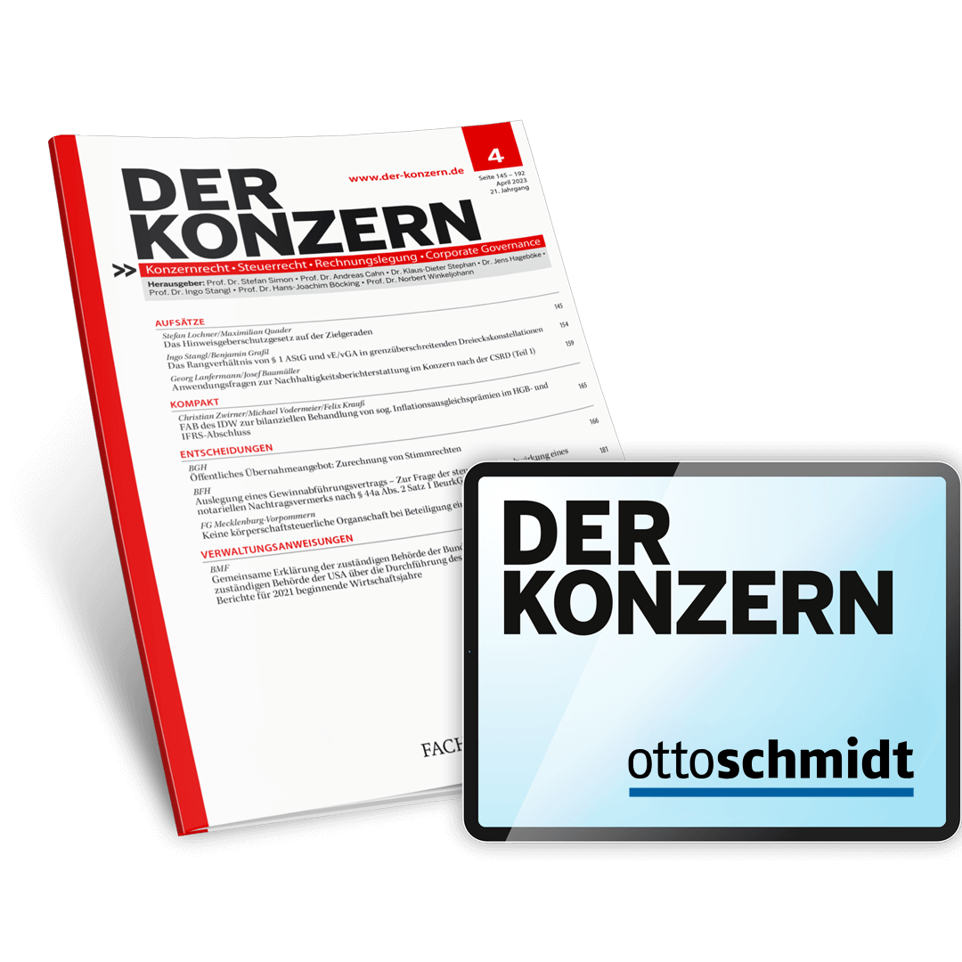 DER KONZERN Zeitschrift plus Datenbank DER KONZERN Zeitschrift plus Datenbank